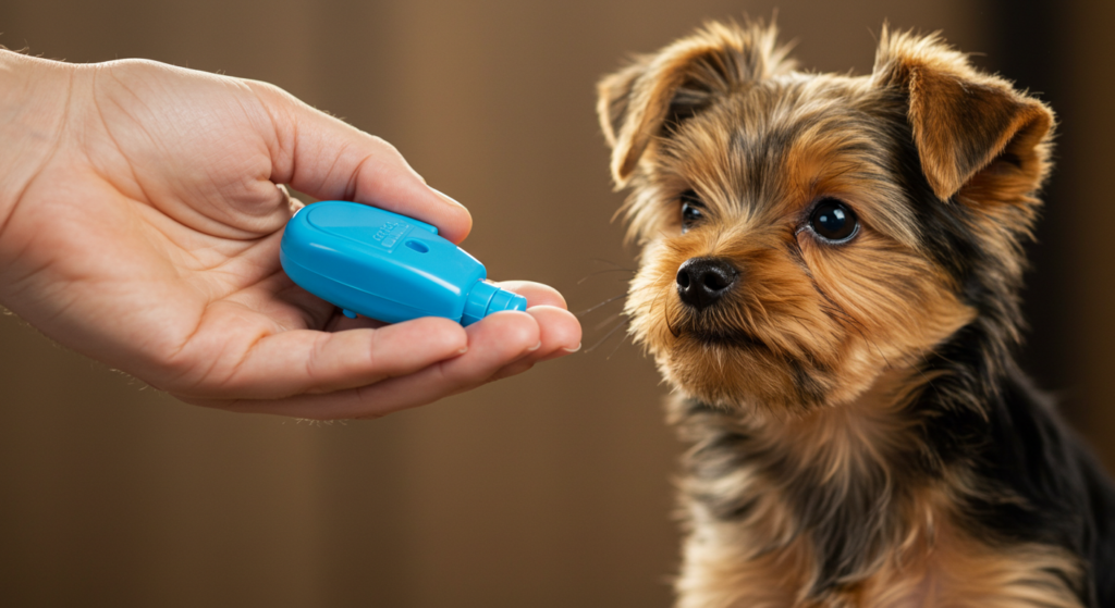 Clicker training a puppy using positive reinforcement