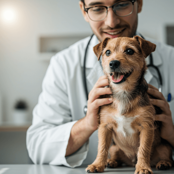 Puppy getting vaccinated at the veterinary clinic