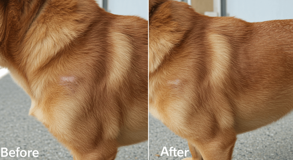 Dog’s skin condition improvement using hypoallergenic shampoo