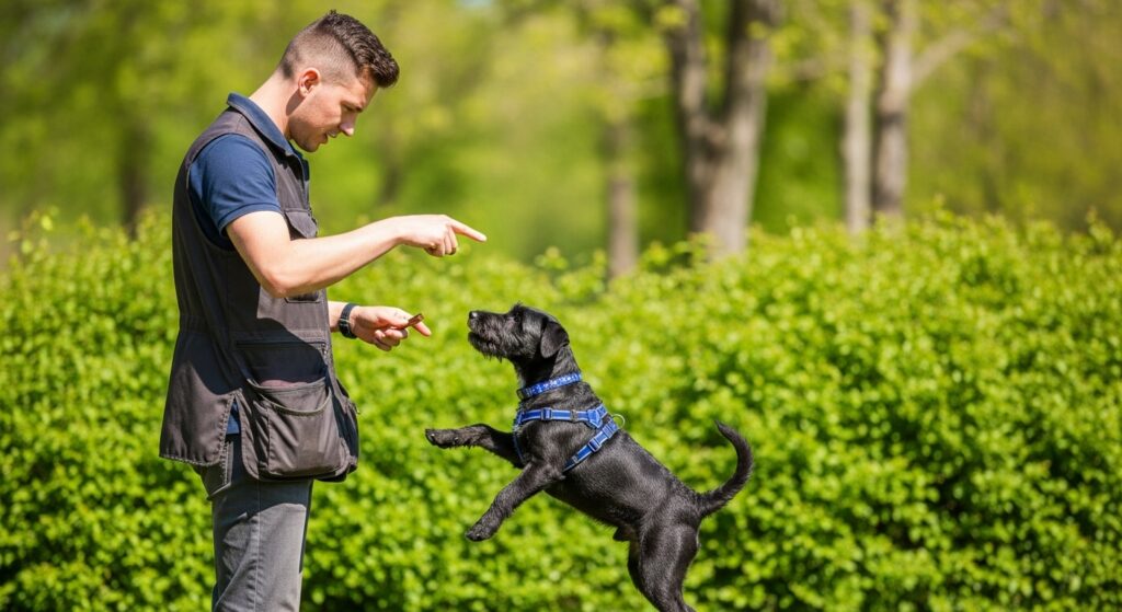 A Professional Dog Trainer Working With a Pup