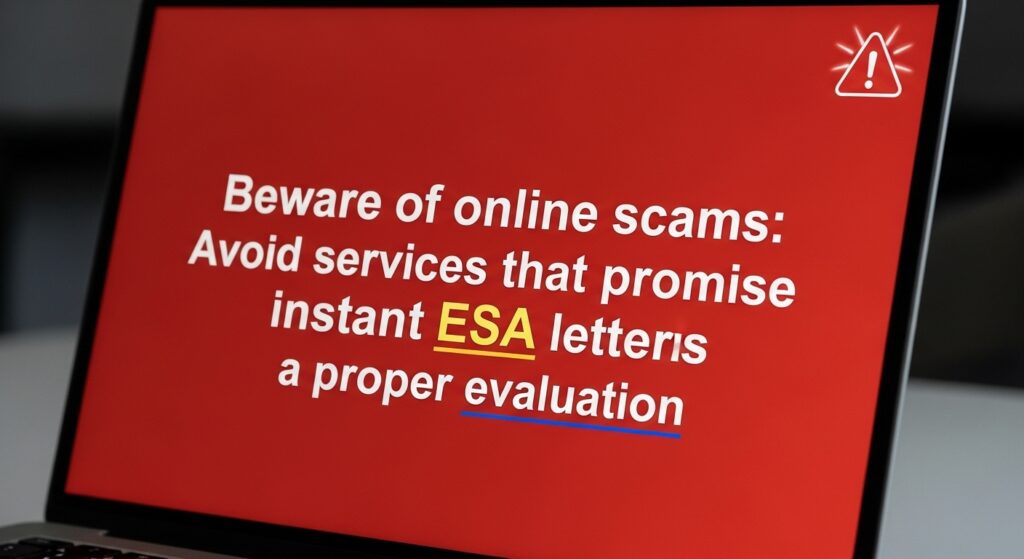 Beware of online scams Avoid services that promise instant ESA letters without a proper evaluation.