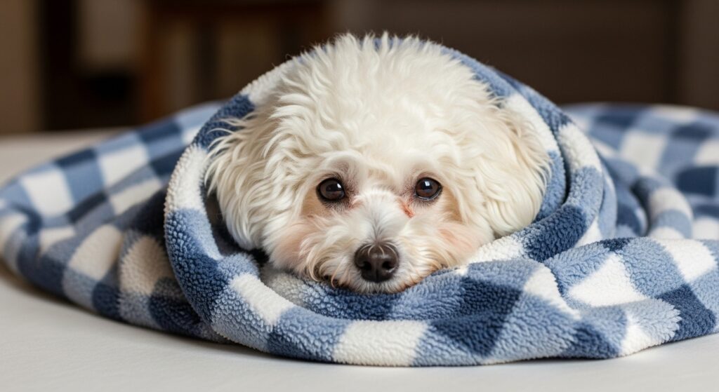 Bichon Frise Snuggled in Blanket
