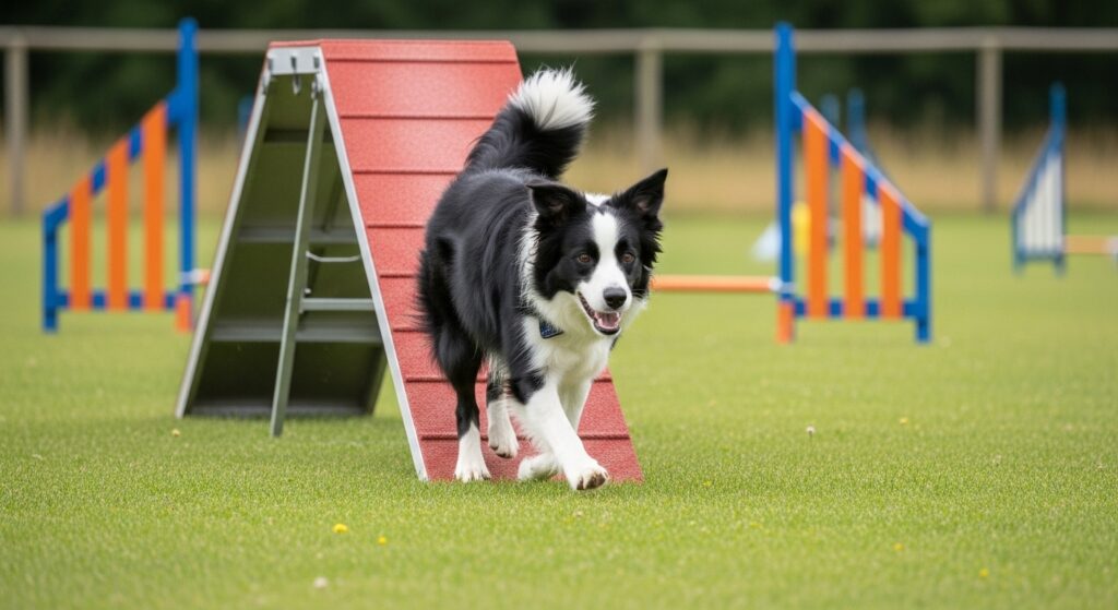 Border Collie Navigating an Agility Course
