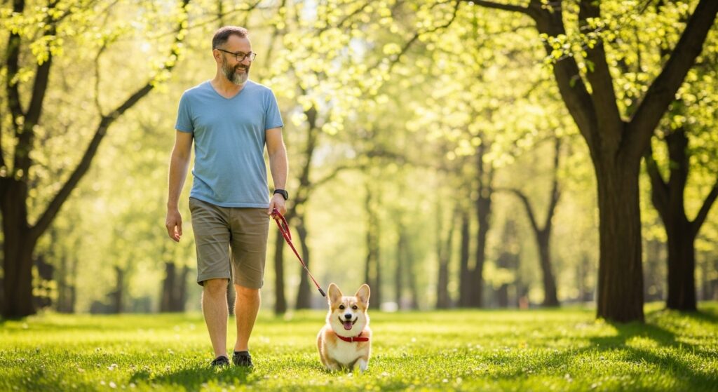 Happy, Healthy Dog with Owner