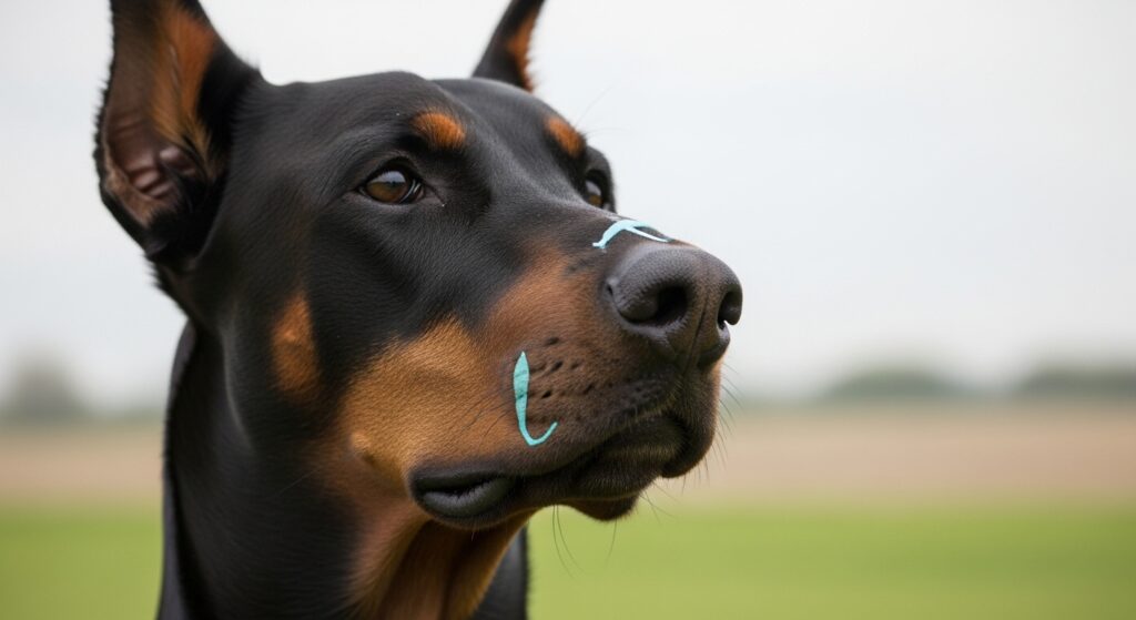 Doberman With Mild Nosebleed