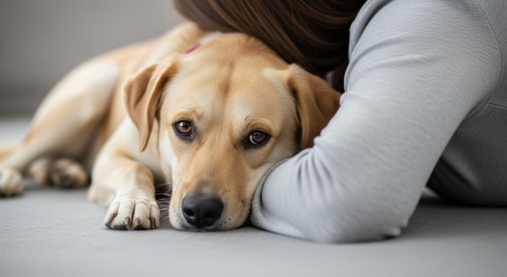 Dog Comforting Owner