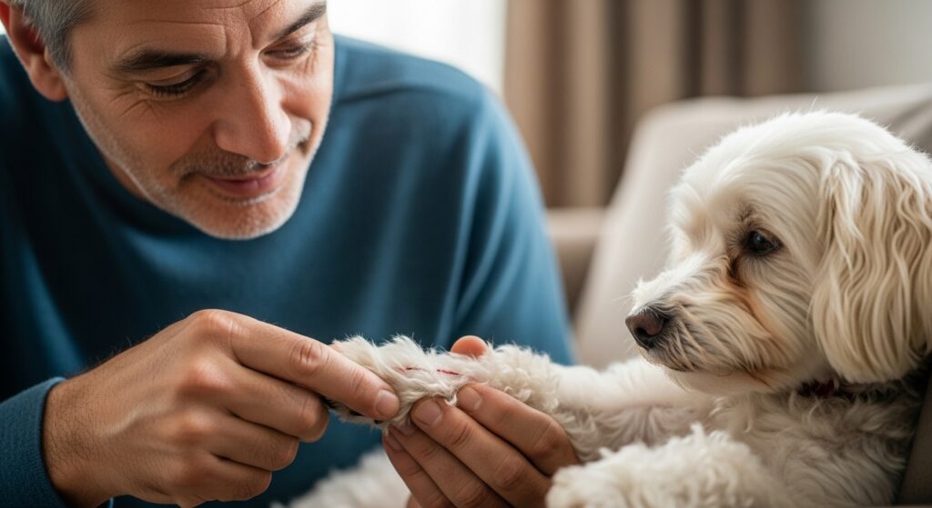 Dog Owner Checking Injuries