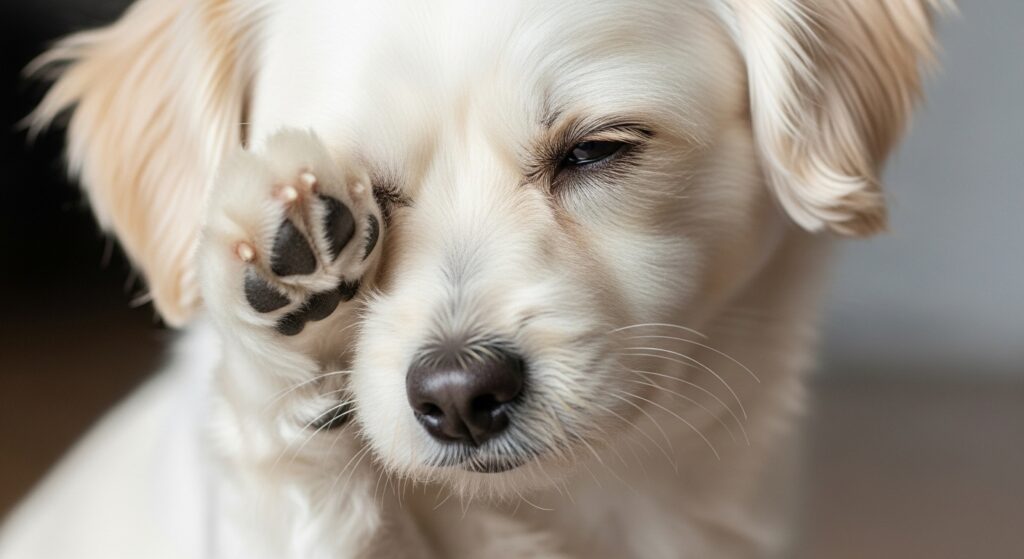 Dog Rubbing Eye Due to Irritation