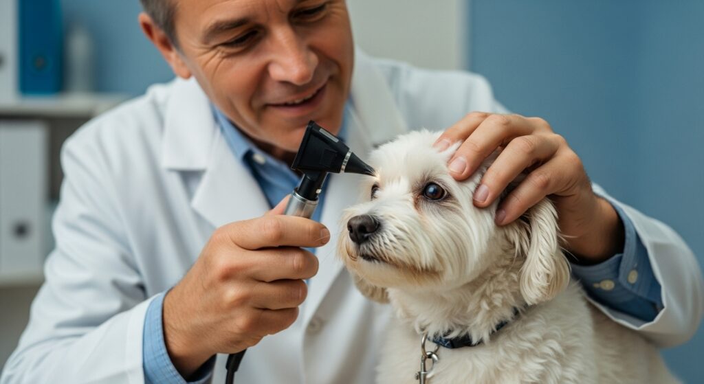 Dog at the Vet for an Eye Checkup