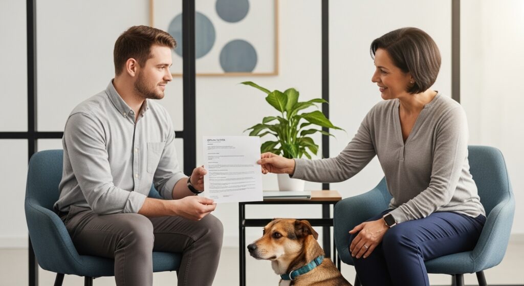 ESA meets housing manager, showing the official ESA letter