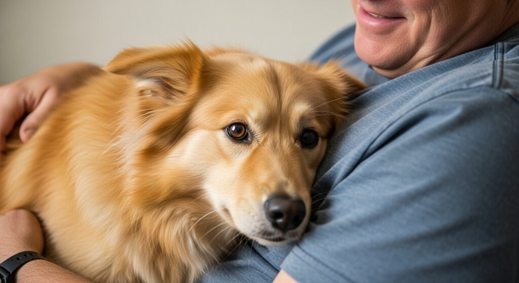 Happy ESA Dog Cuddling with Owner