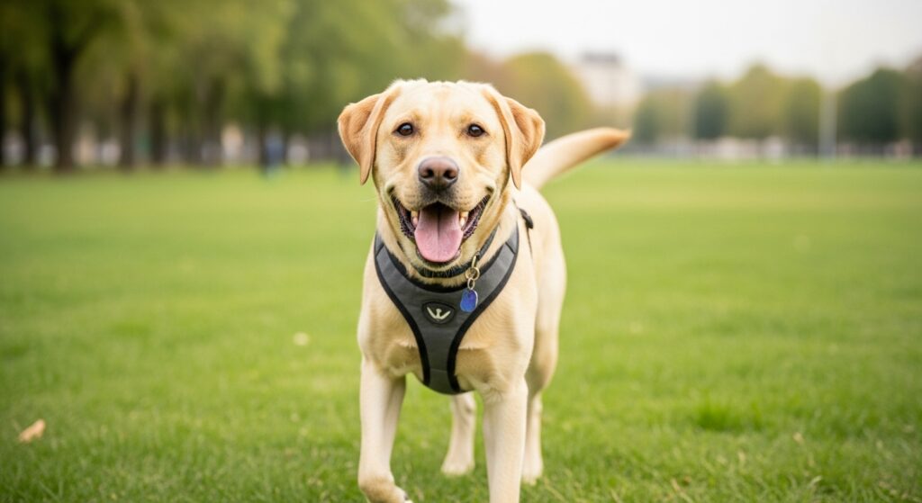 Happy Labrador Playing in the Park