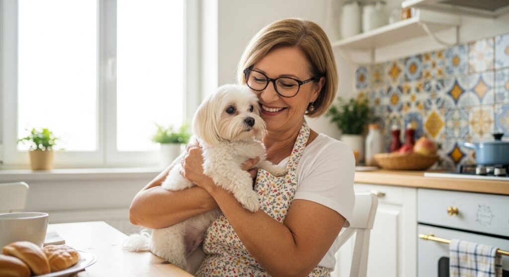 Happy Owner and Emotional Support Dog