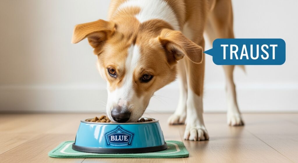 Healthy Dog Eating from a Blue Buffalo Branded Bowl