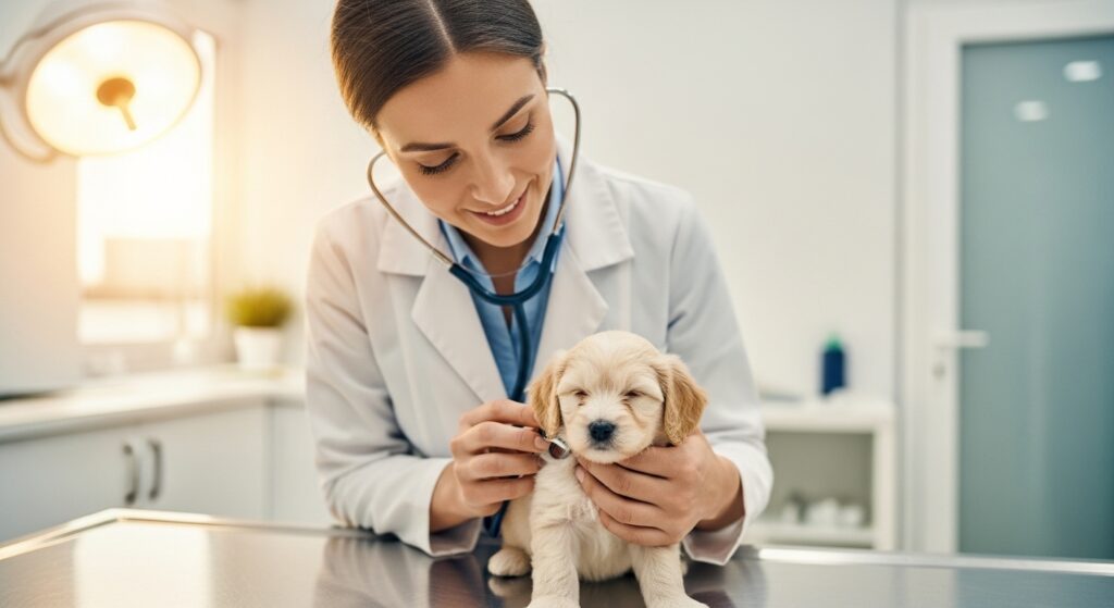 Puppy Getting a Health Check at Vet