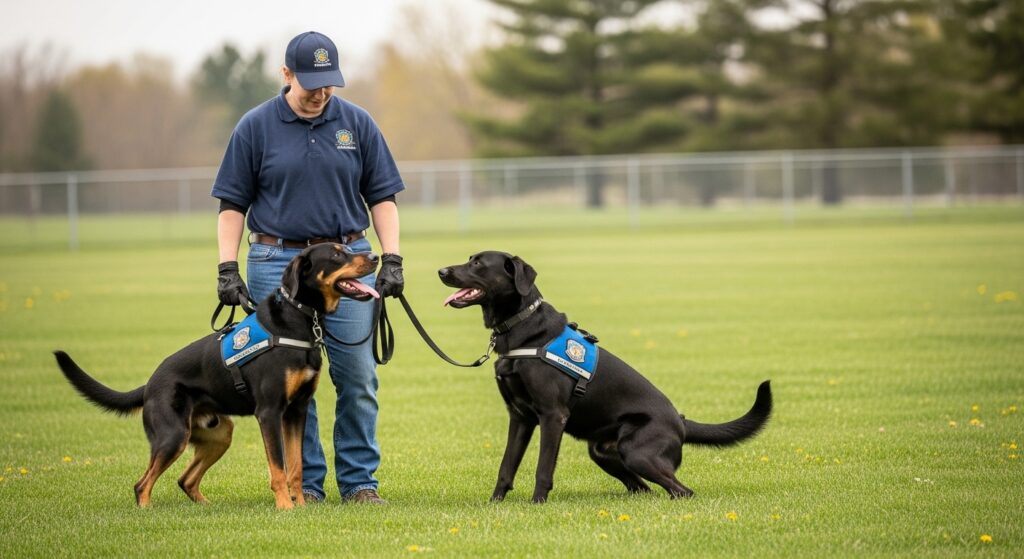 Service Dog Graduating With Handler