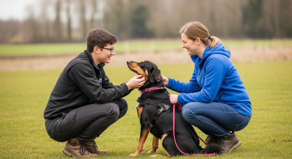 Trainer Working One-on-One With Client and Dog