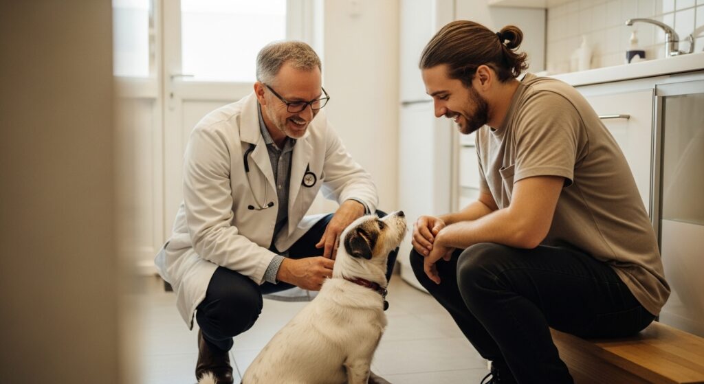 Vet Discussing Dog Diets with Pet Owner