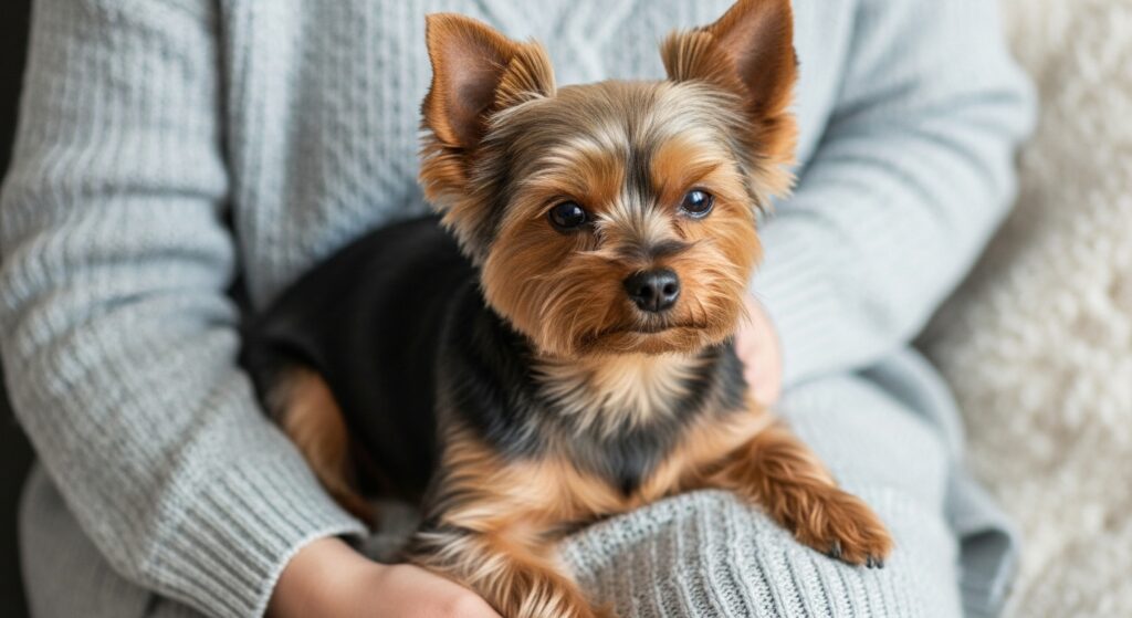 Yorkshire Terrier Sitting on Lap
