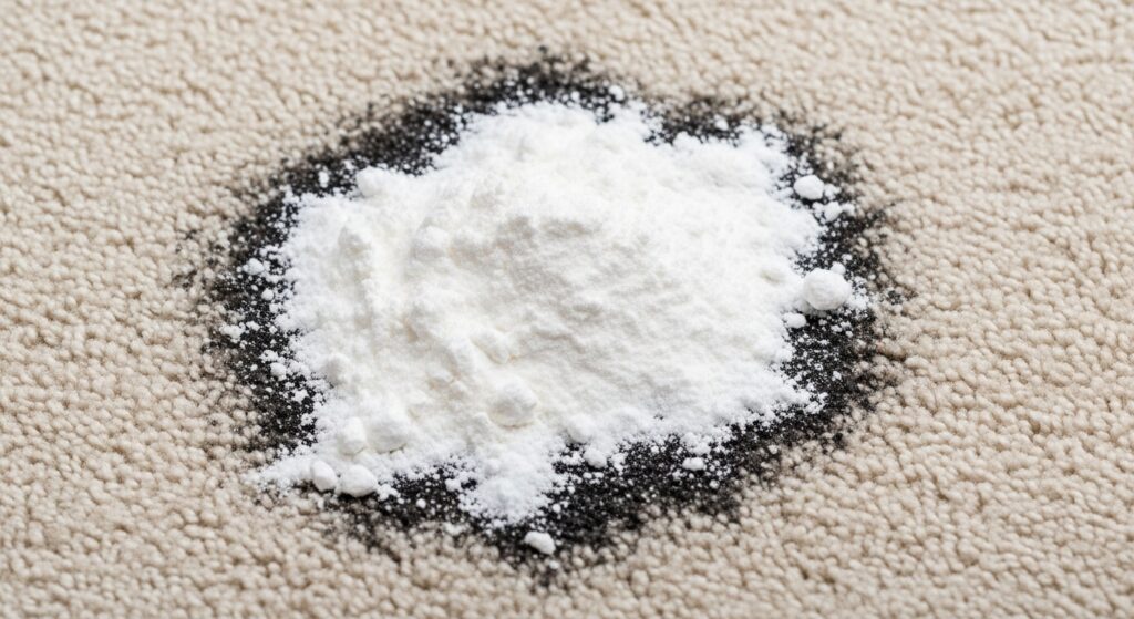 Baking Soda Sprinkled on a Carpet Spot