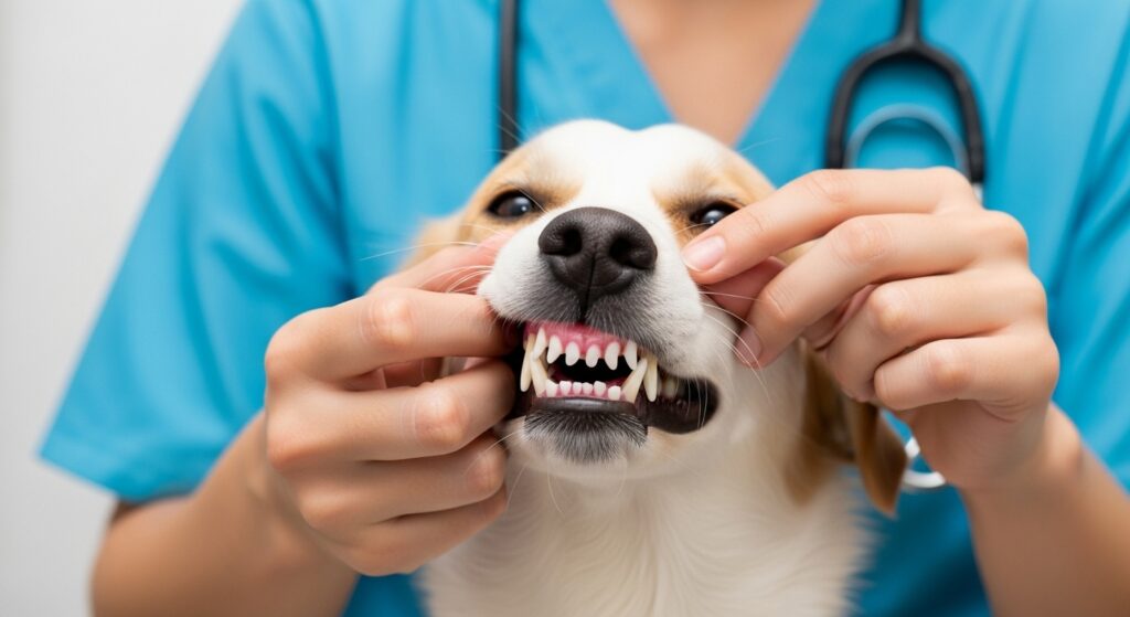 Close-up of Dog Teeth and Healthy Gums