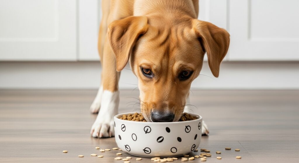 Dog Eating Oatmeal-Based Homemade Meal