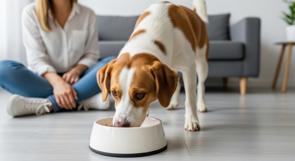 Dog Enjoying Homemade Slow Cooker Meal