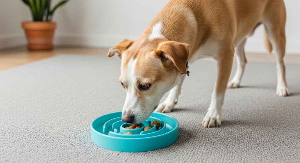 Dog Owner Hand-Feeding Kibble from Puzzle Toy