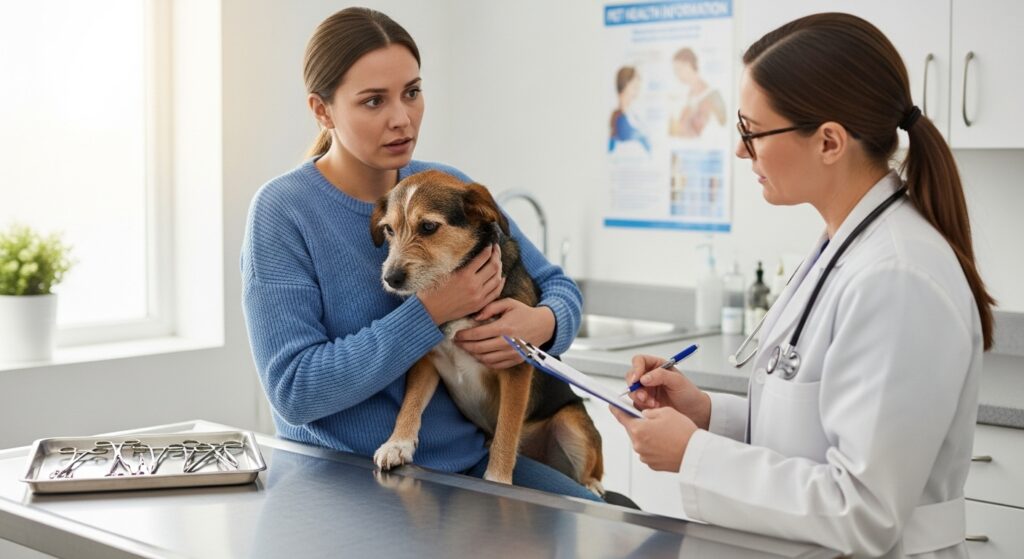 Dog and Owner at the Vet