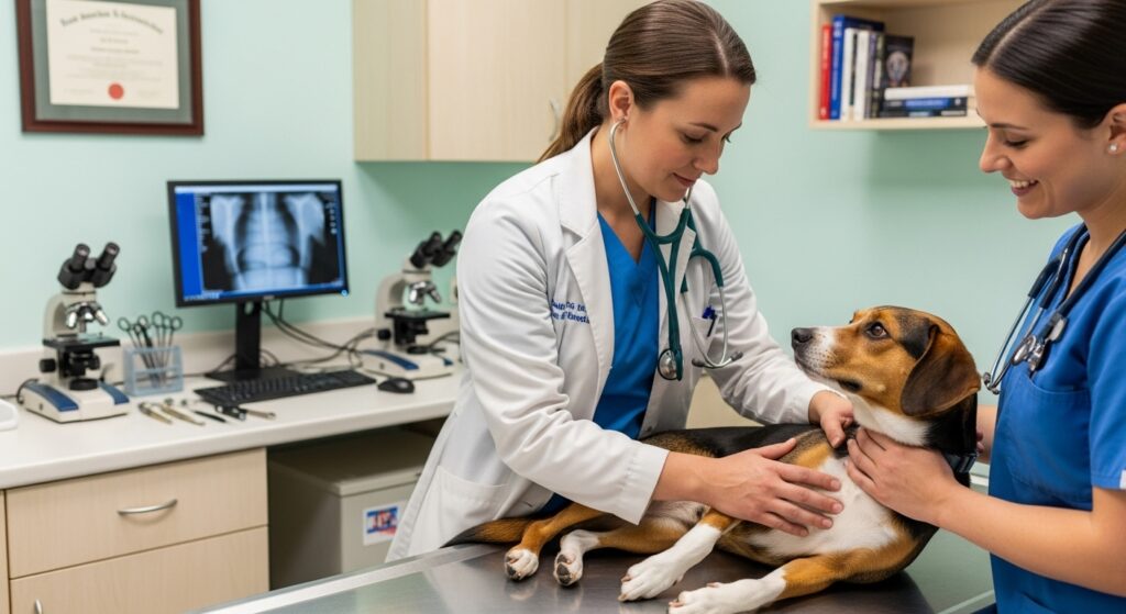 Dog at Vet for Checkup