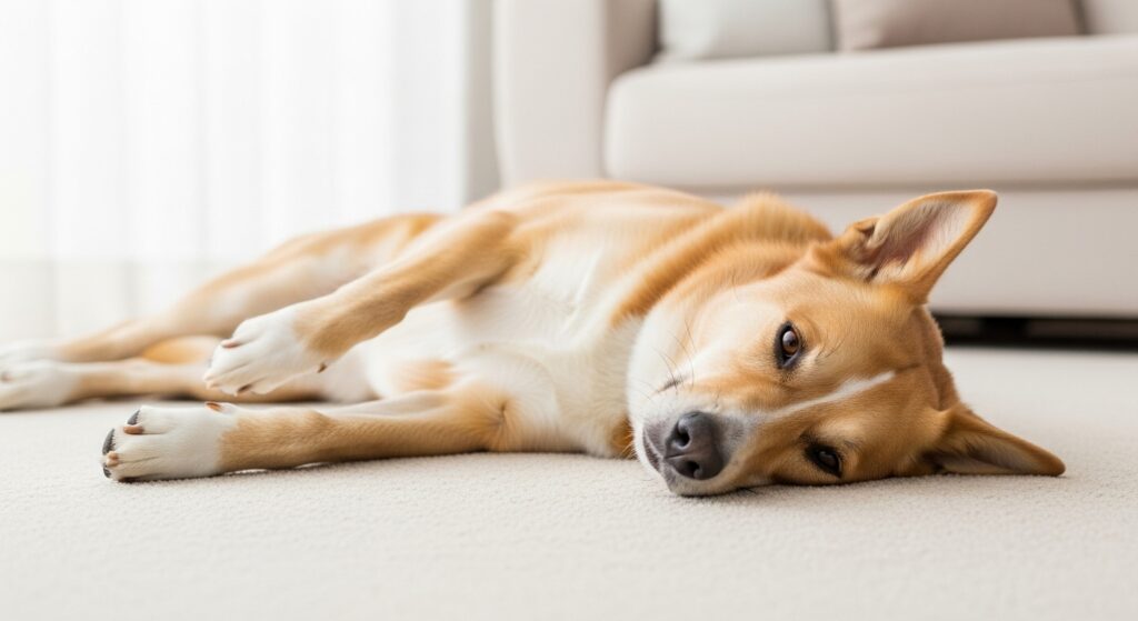 Happy Dog on Clean Carpet