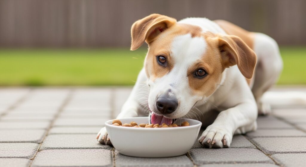 Healthy Dog Eating From a Bowl
