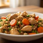 Homemade Slow Cooker Dog Food in Serving Bowl