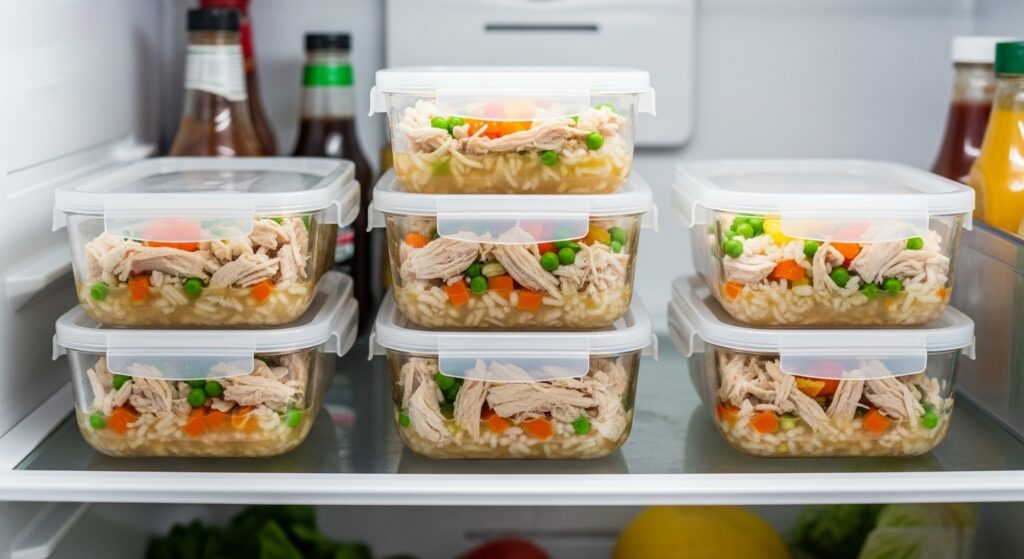 Homemade dog food neatly stored in containers