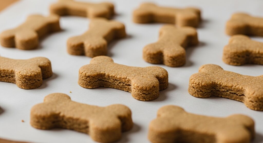 Homemade dog treats on a baking tray