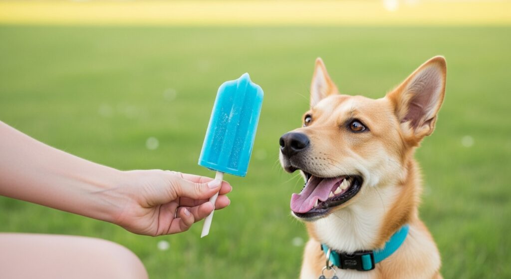 Pet Parent Serving Frozen Treats to Happy Dogs