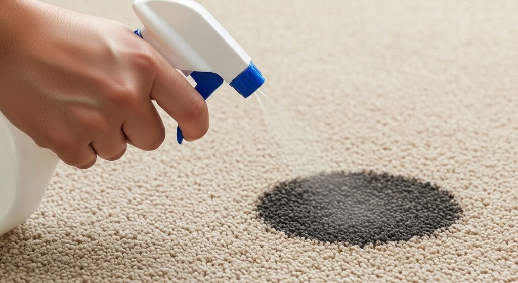 Spraying Carpet Cleaner on a Stain