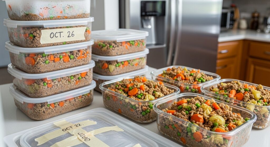 Storing Homemade Dog Food in Portion Containers