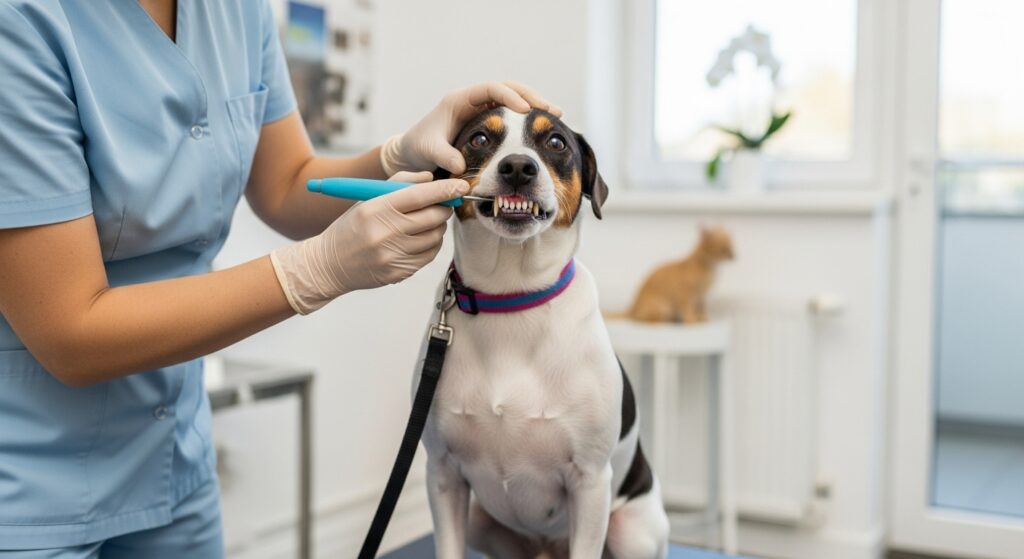 Veterinarian Cleaning Dog’s Teeth